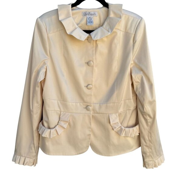 Silk Assets Jackets & Blazers - Silk Assets Diane Von Furstenberg Womens Ruffled Peter Pan Collar Blazer Jacket